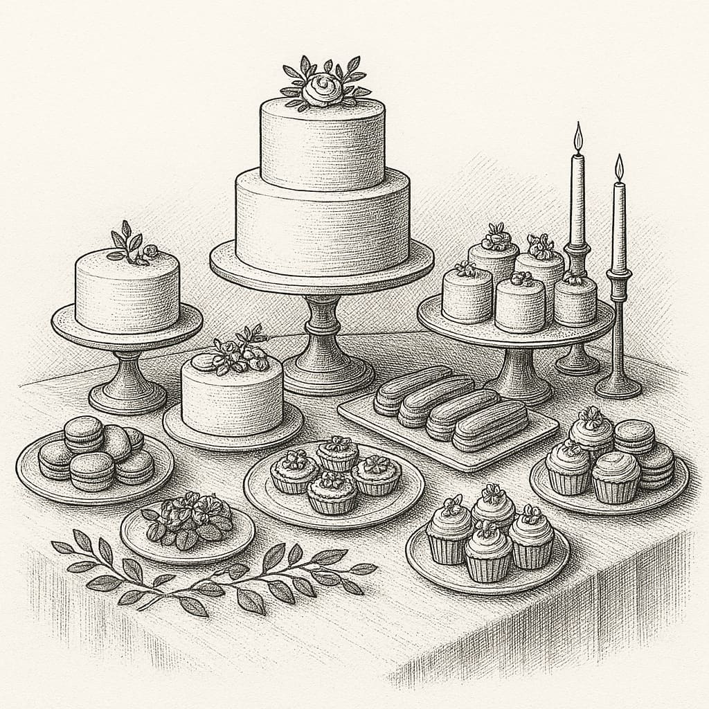 Abgestimmter Dessert Table für Hochzeit oder Event